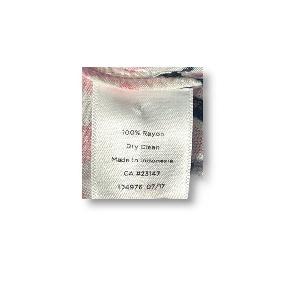 Talbots PL Blue White Pink Geometric Blouse Tie Sleeve Retro Mod Summer Top - Picture 7 of 8